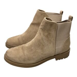 Espirit Selma Bootie Boot Suede Taupe Tan Womens size 8.5‎ EUC